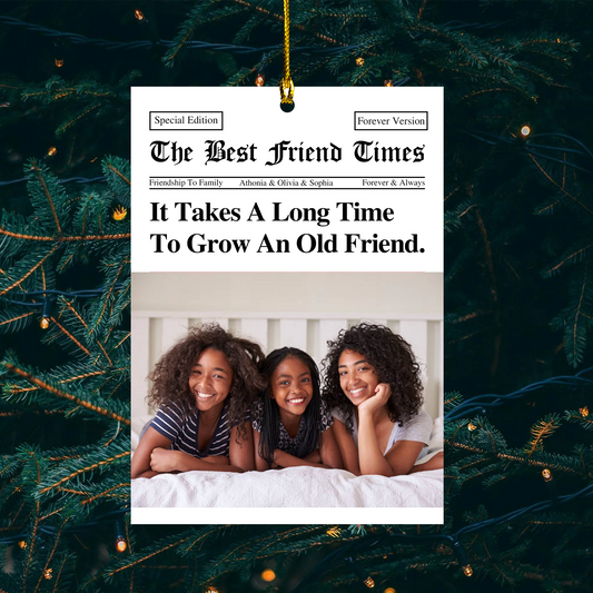 Custom Text Friendship Gifts Newspaper - Personalized Acrylic Photo Ornament