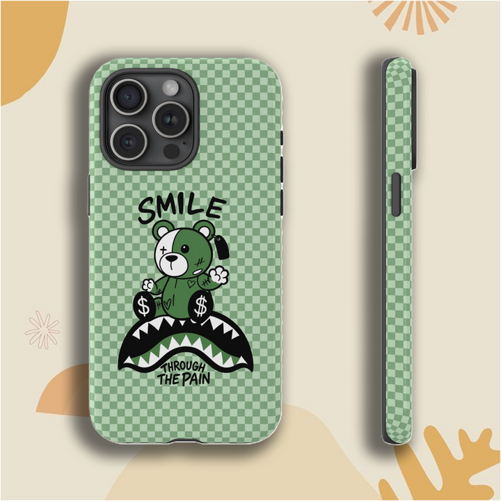 "Smile Through The Pain" Phone Case Collection – Light Green, Bold Orange & Dark Olive Green