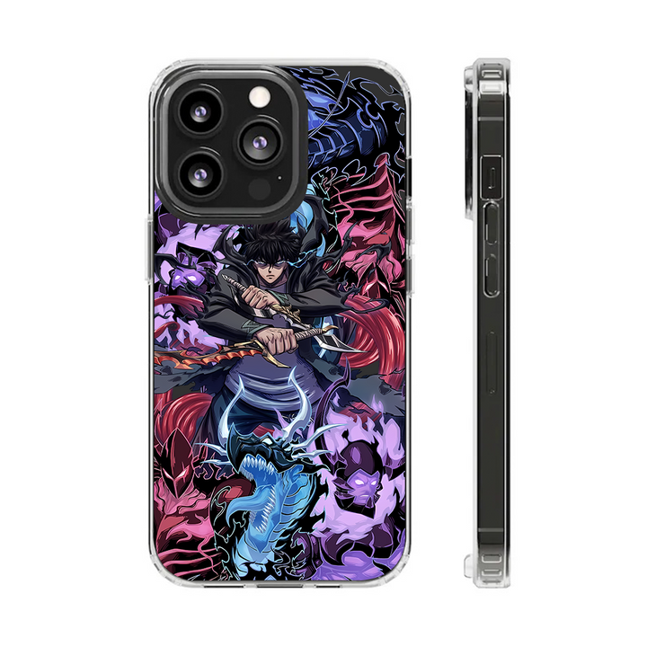 S0lo Leveling Inspired Phone Case – Dark Shadow Anime Design for iPhone 15 Pro Max/14/13/12/11/XR/SE – Gift for Anime Fans