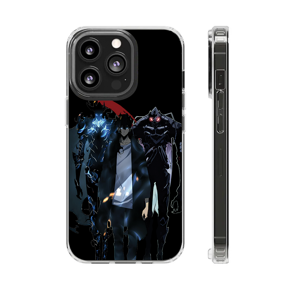 S0lo Leveling Inspired Phone Case – Dark Shadow Anime Design for iPhone 15 Pro Max/14/13/12/11/XR/SE – Gift for Anime Fans