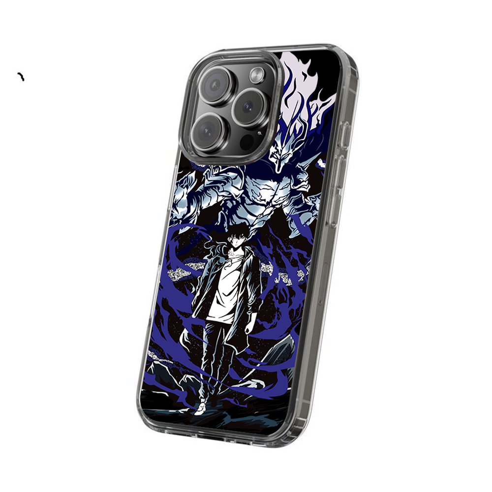 S0lo Leveling Inspired Phone Case – Dark Shadow Anime Design for iPhone 15 Pro Max/14/13/12/11/XR/SE – Gift for Anime Fans