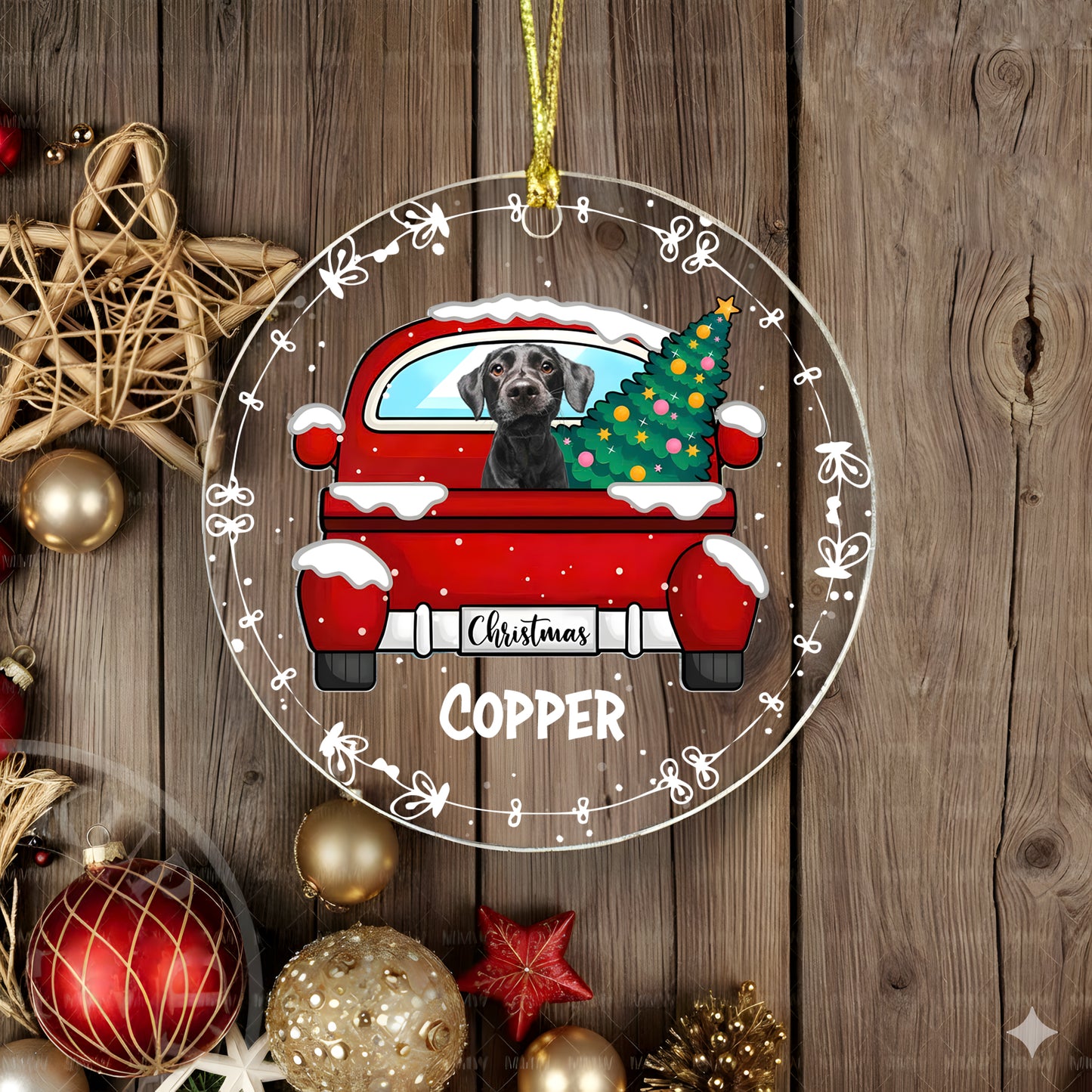Custom Dog Christmas Ornament – Personalized Pet Photo Decoration