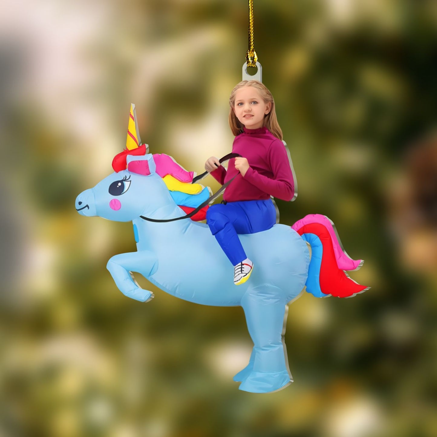 Custom Kid Face Unicorn Ornament – Unique Personalized Acrylic Photo Gift