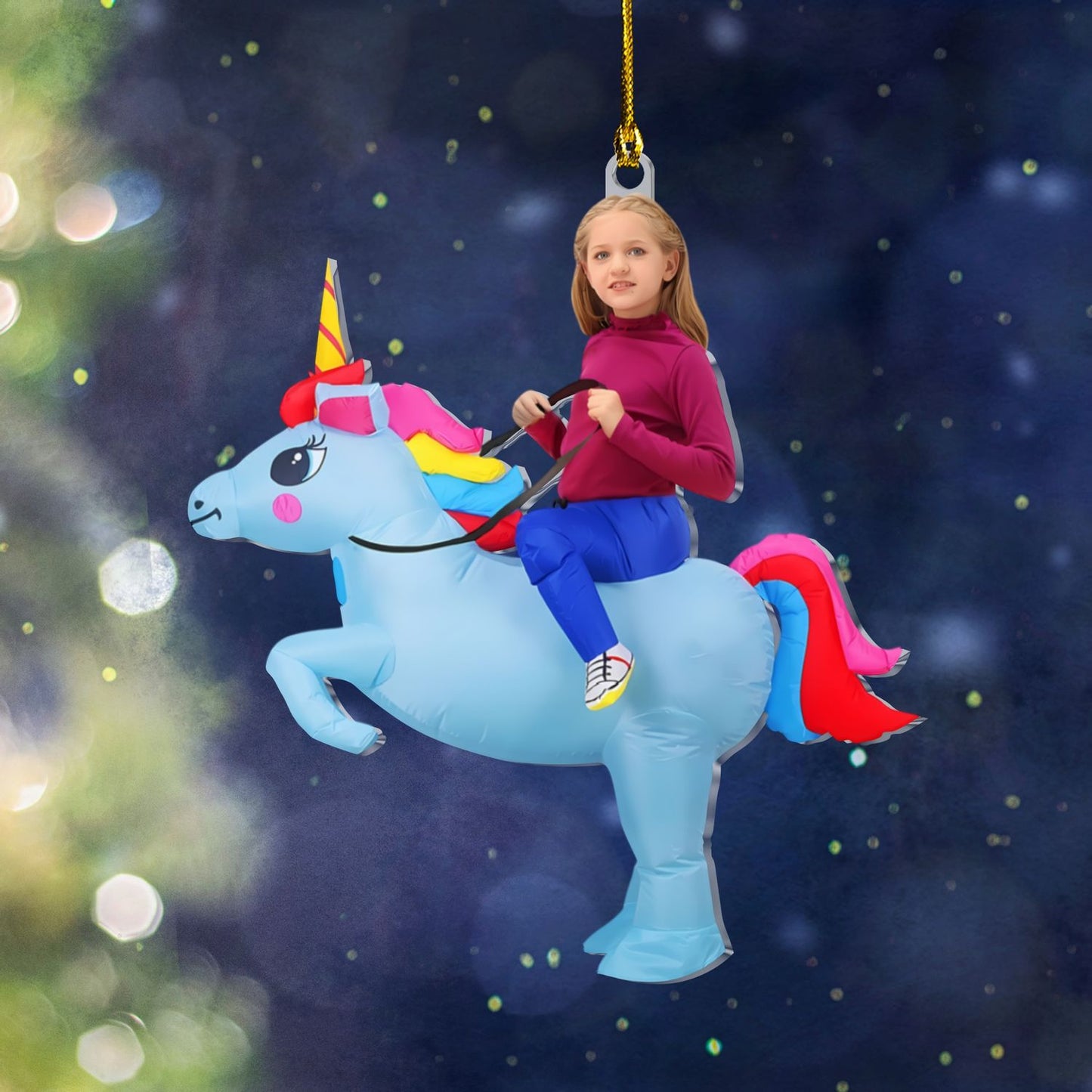 Custom Kid Face Unicorn Ornament – Unique Personalized Acrylic Photo Gift