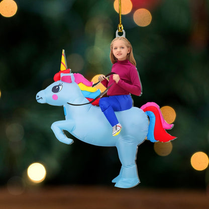 Custom Kid Face Unicorn Ornament – Unique Personalized Acrylic Photo Gift