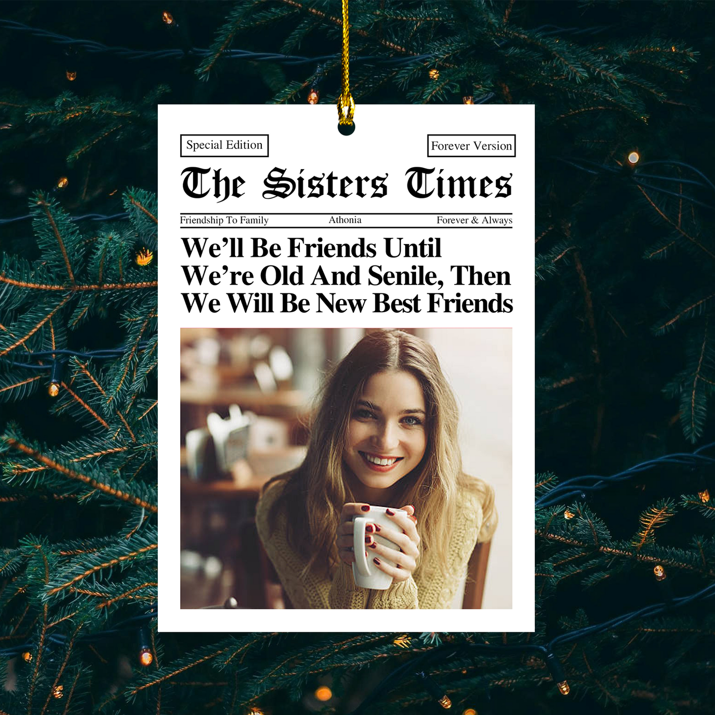 Custom Text Friendship Gifts Newspaper - Personalized Acrylic Photo Ornament