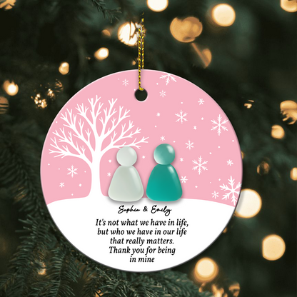 Custom Friendship Circle / Heart Ceramic Ornament –  Personalized Names & Colors , Thoughtful Gift for Best Friends