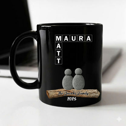 Custom Pebble Ceramic Mug – Handcrafted Ceramic Gift for Couples & Families
