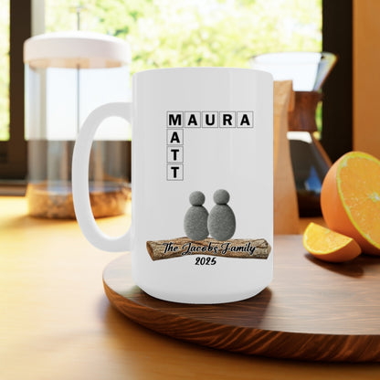 Custom Pebble Ceramic Mug – Handcrafted Ceramic Gift for Couples & Families