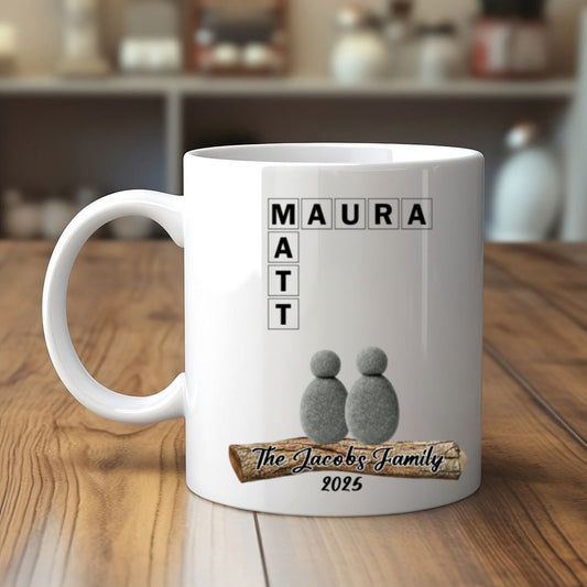 Custom Pebble Ceramic Mug – Handcrafted Ceramic Gift for Couples & Families