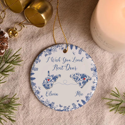 Custom Long-Distance State Ornament – Personalized Map Ornament with Names – Friendship or Family Christmas Gift