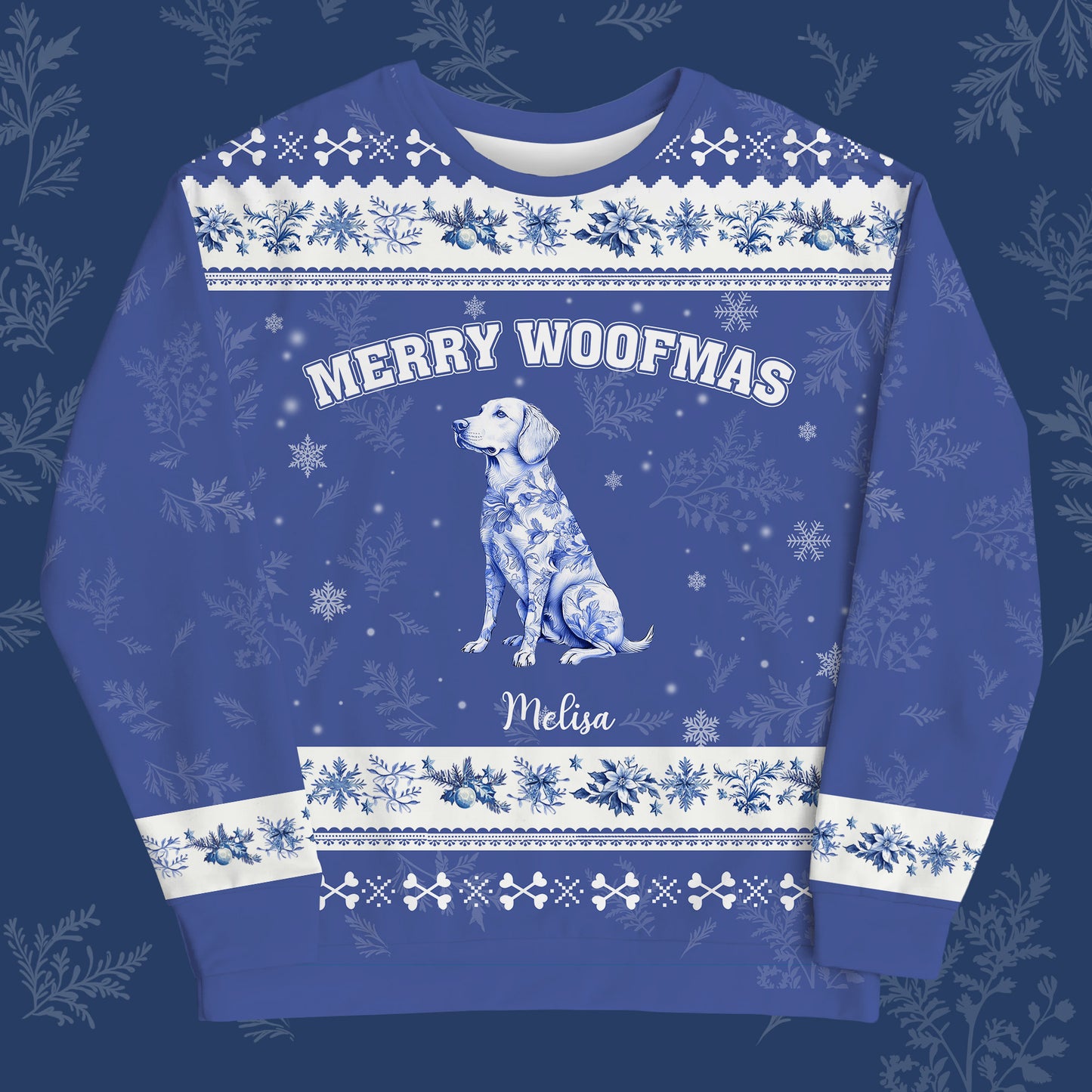 Custom Dog Lover Christmas Sweater – “Merry Woofmas” - Personalized Dog Image, Name & Color , Cozy Holiday Sweatshirt Gift for Pet Owners