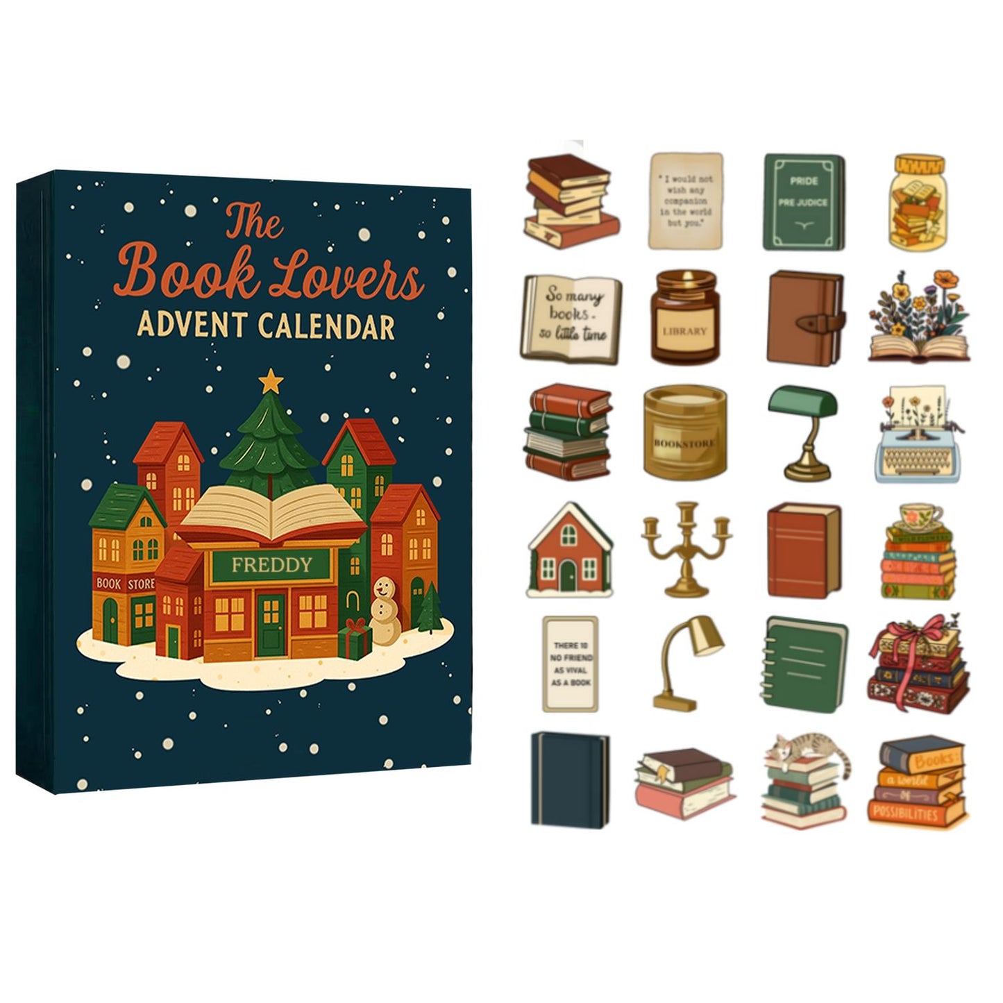 The Book Lovers Advent Calendar – Personalized Christmas Countdown Box for Readers, Bibliophiles & Bookworms, Custom Name Bookstore Holiday Gift Set