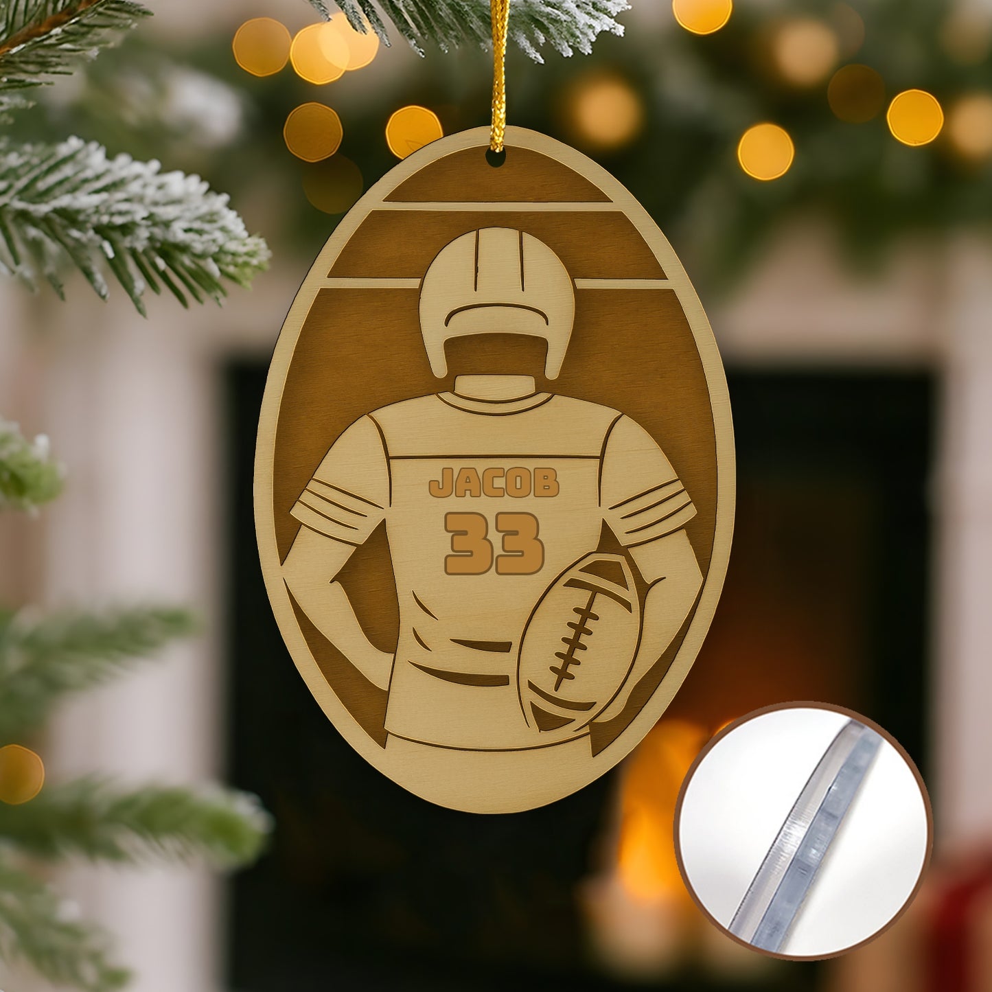 Custom 2 Layers Acrylic Football Ornament – Personalized Gift for Fans, Football Keepsake, Football Decoration Gift Idea