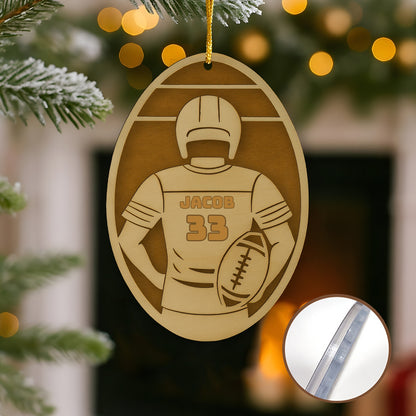 Custom 2 Layers Acrylic Football Ornament – Personalized Gift for Fans, Football Keepsake, Football Decoration Gift Idea