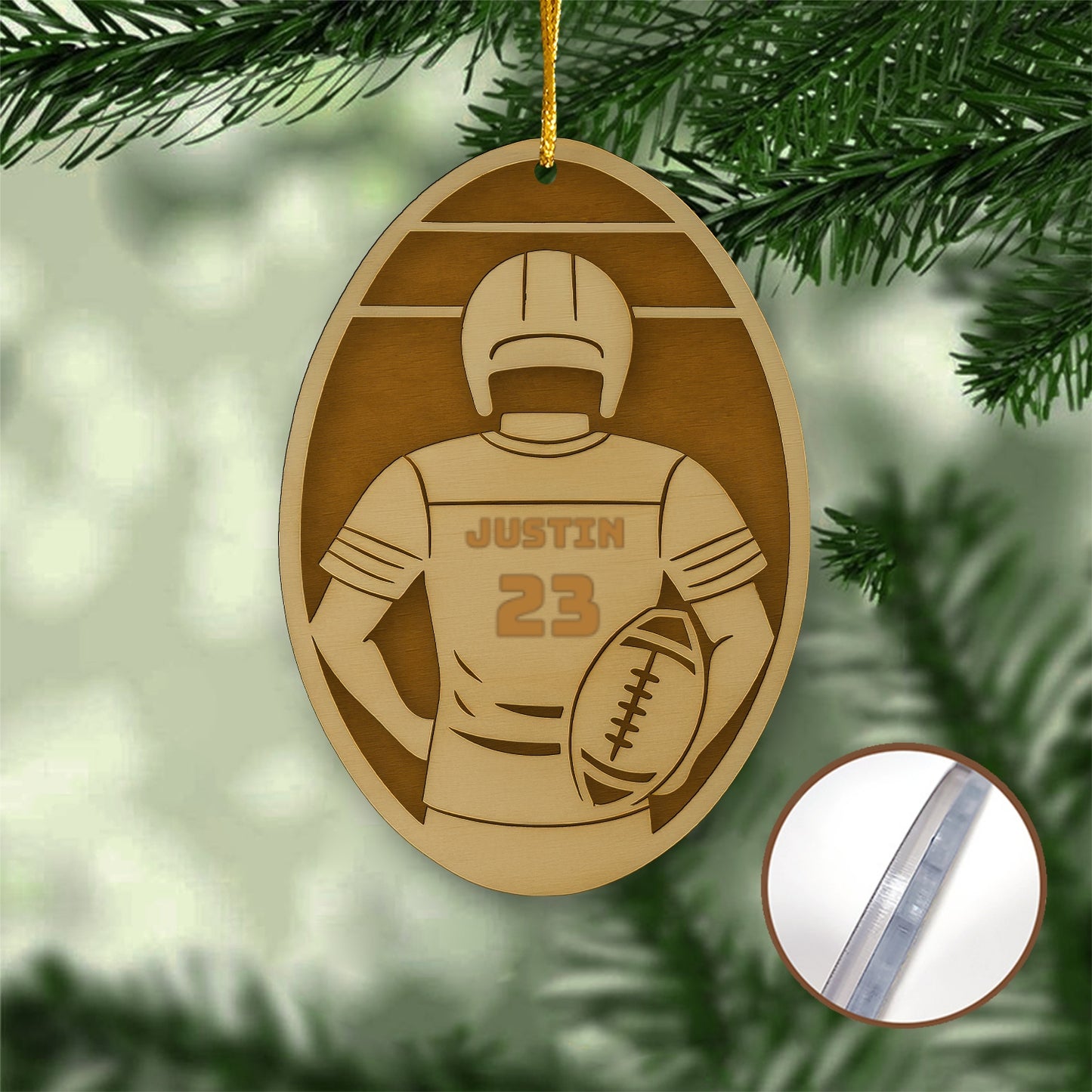 Custom 2 Layers Acrylic Football Ornament – Personalized Gift for Fans, Football Keepsake, Football Decoration Gift Idea