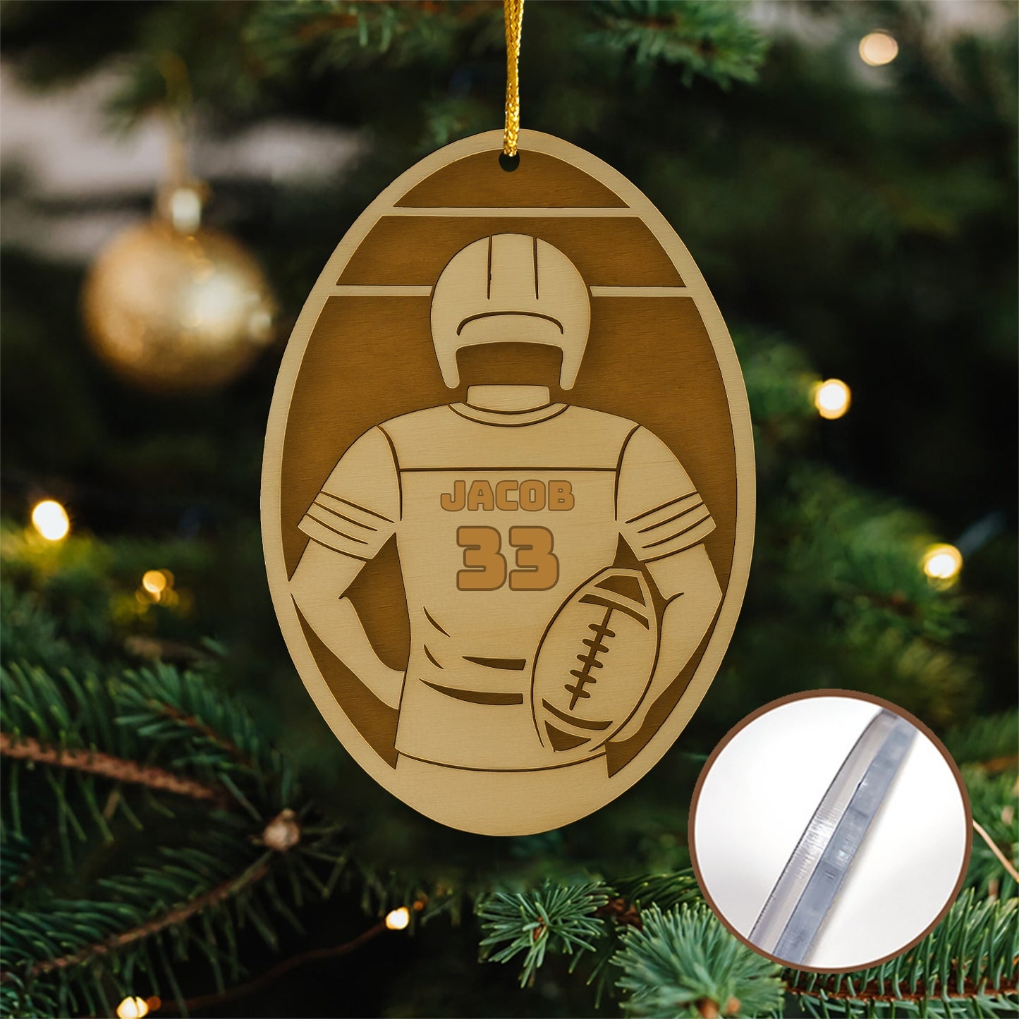 Custom 2 Layers Acrylic Football Ornament – Personalized Gift for Fans, Football Keepsake, Football Decoration Gift Idea
