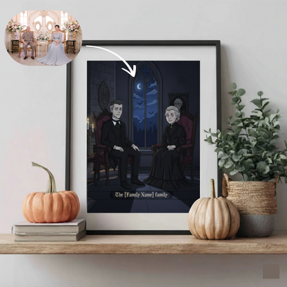 Personalized Halloween Family Portrait | Spooky Vampire Custom Gift for Family | Gothic Home Decor Wall Art