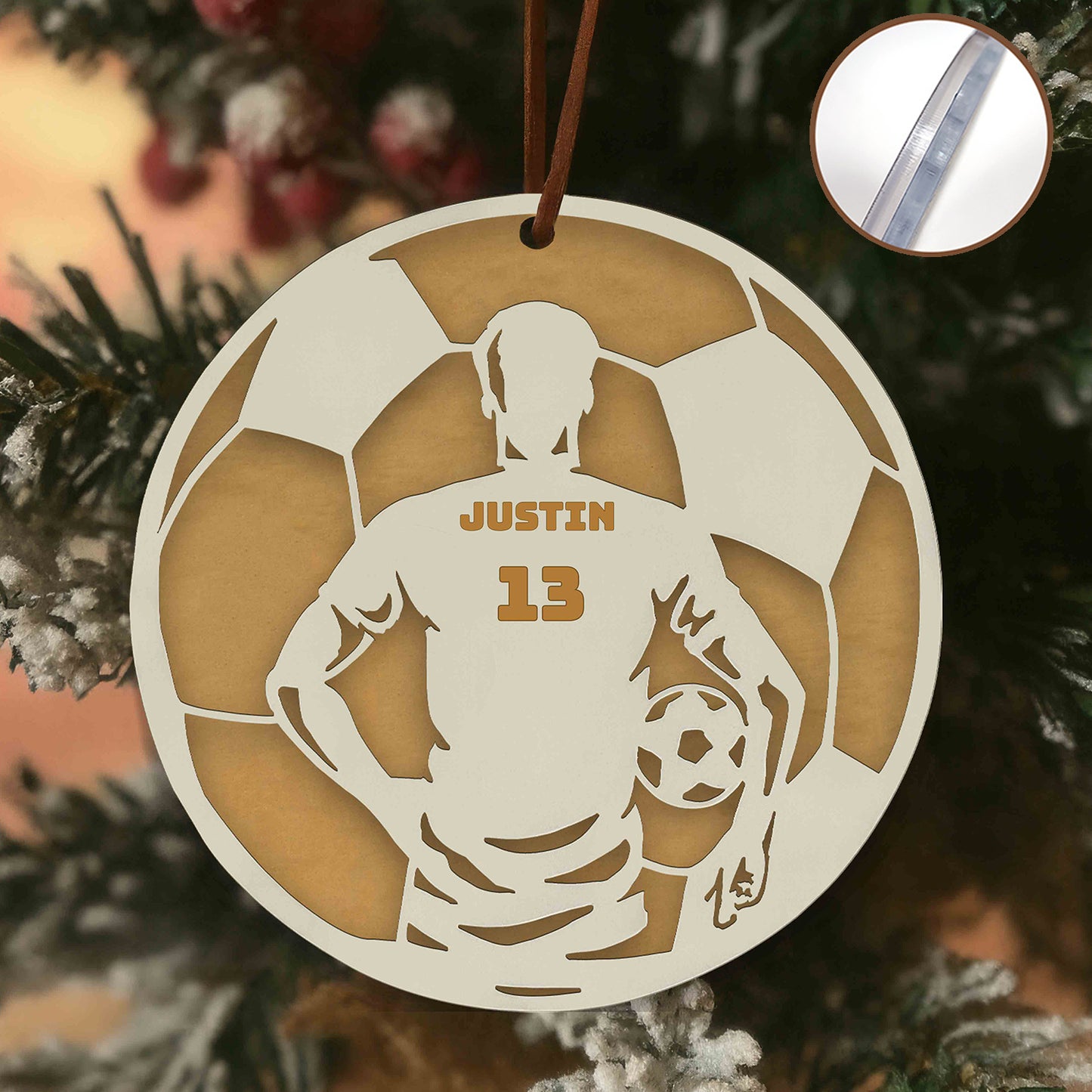 Custom Soccer Ornament – Personalized 2-Layer Acrylic Gift for Players & Fans