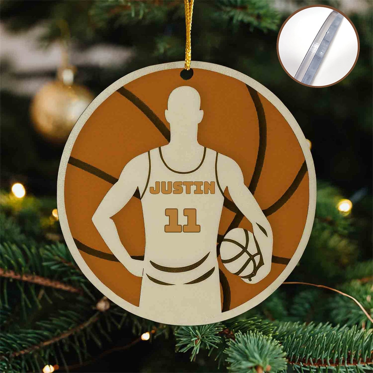 Custom Basketball Ornament – Personalized 2-Layer Acrylic Gift for Sports Fans
