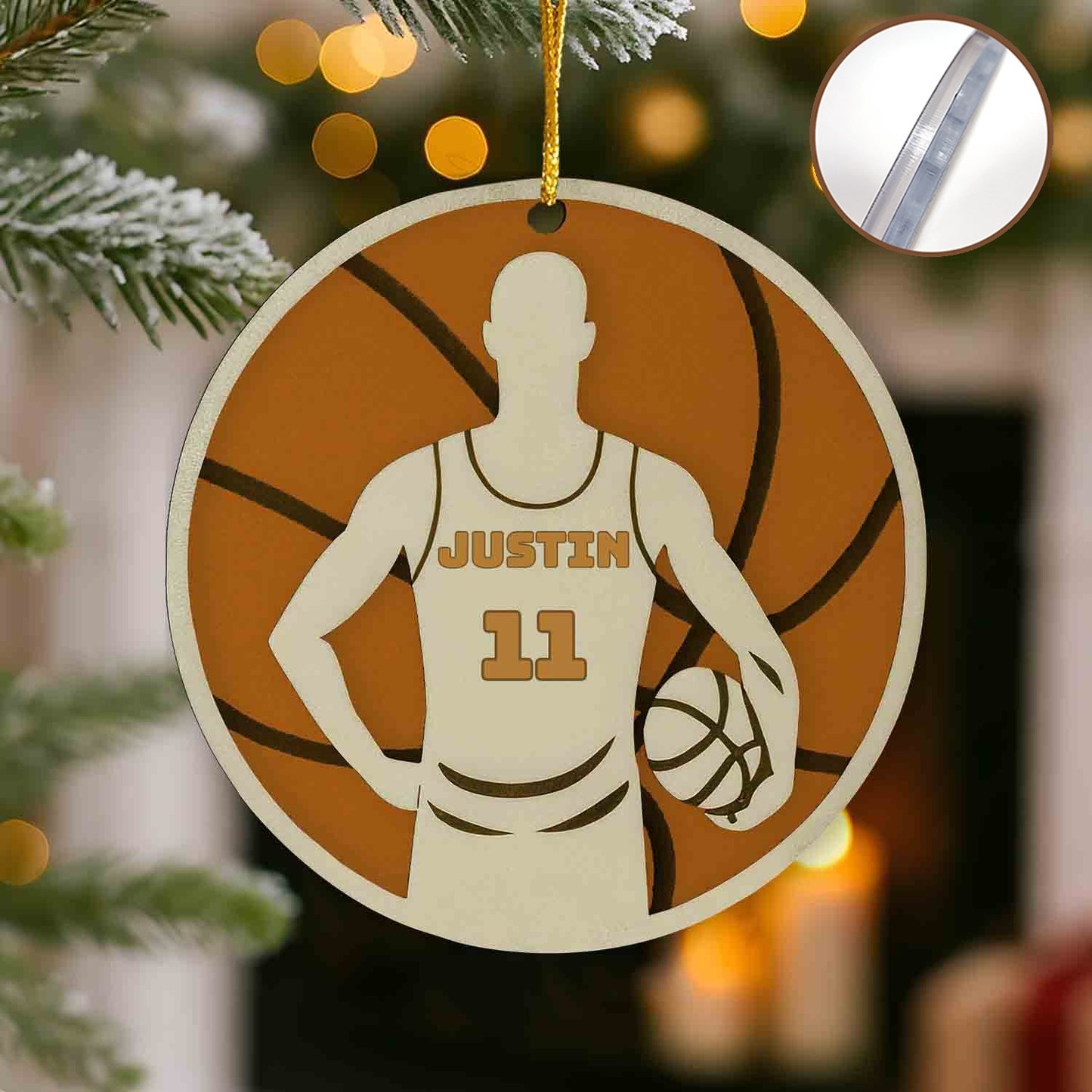 Custom Basketball Ornament – Personalized 2-Layer Acrylic Gift for Sports Fans