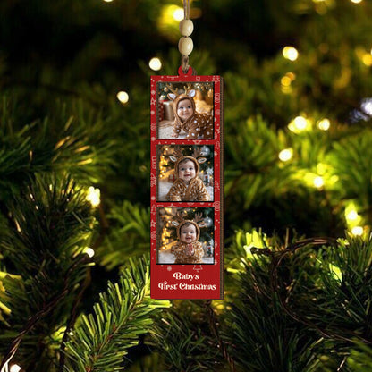 Custom Wooden Photo Ornament with Beads – Personalized Christmas Keepsake Gift for Family, Friends or Couples