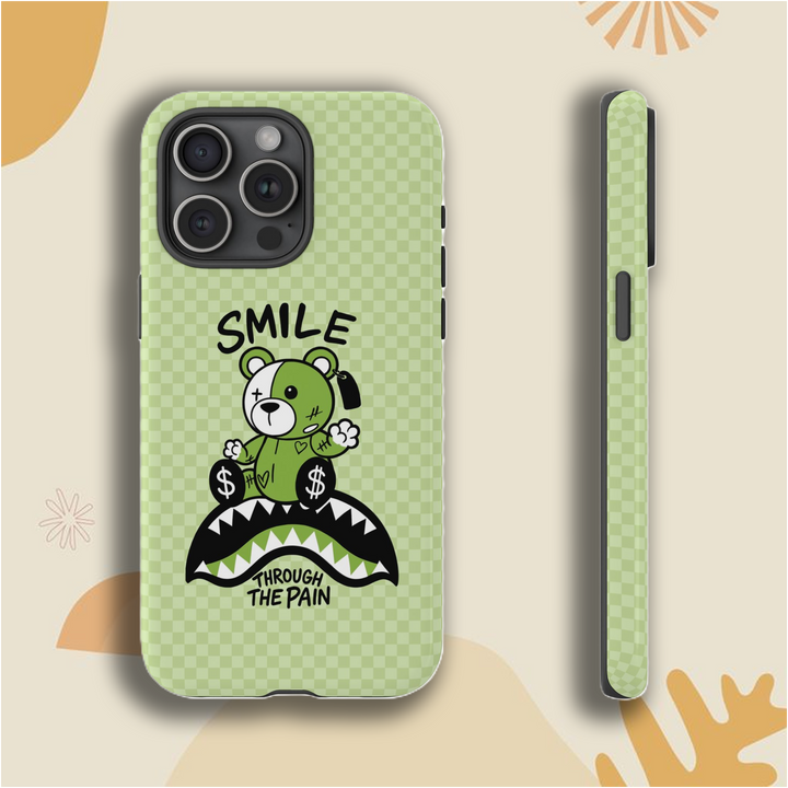 "Smile Through The Pain" Phone Case Collection – Light Green, Bold Orange & Dark Olive Green