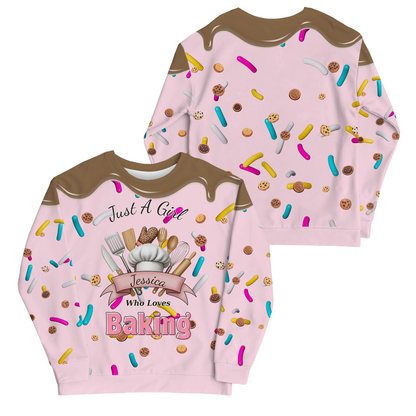Custom Baking Lover Sweatshirt – Personalized “Just A Girl Who Loves Baking” Sweater with Name