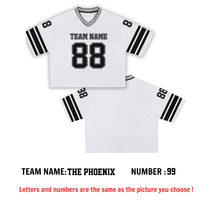 Custom Football Jersey Crop Top – Personalized Sport Uniform with Team Name & Number