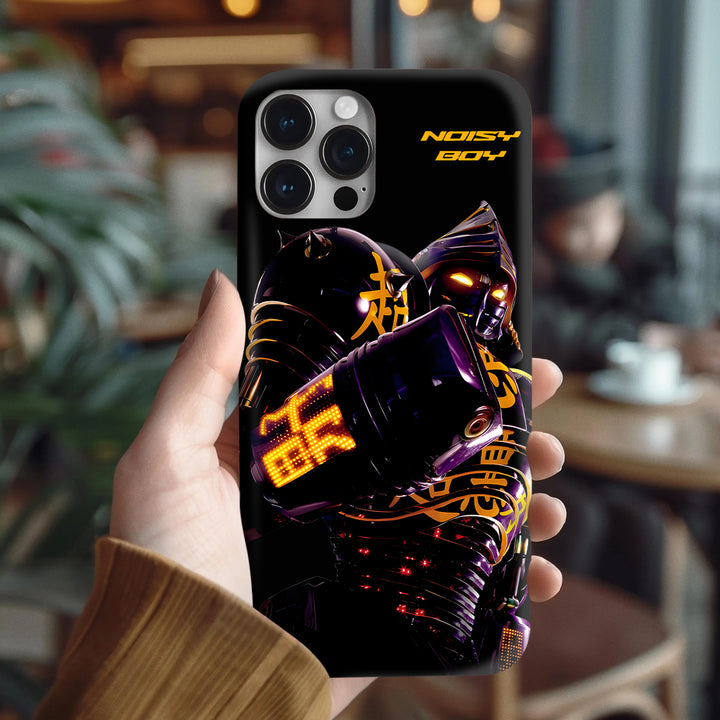 Noisy Boy Case – Phone Protection, Cyberpunk Robot Design, Neon Glow, TikTok Trend Personality