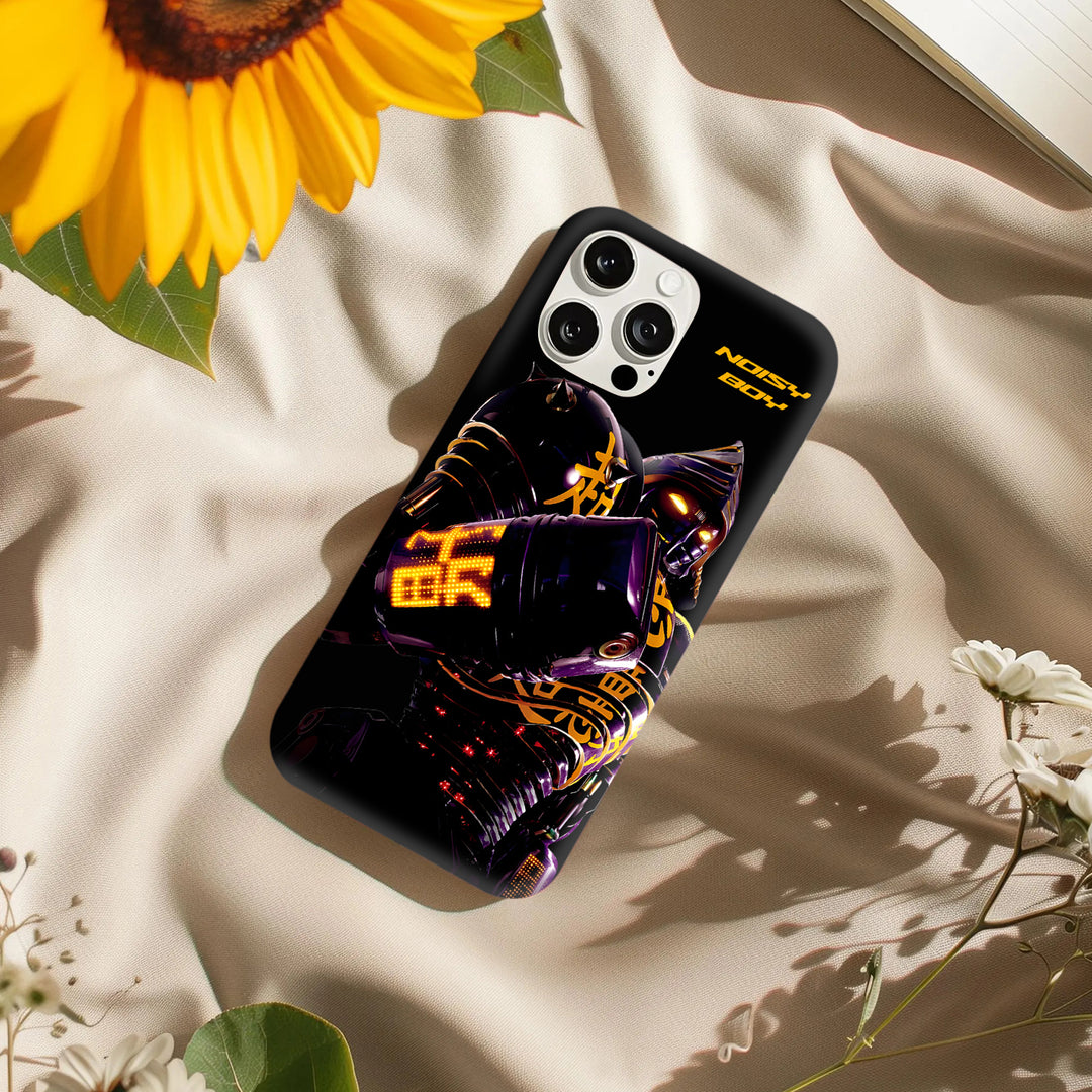 Noisy Boy Case – Phone Protection, Cyberpunk Robot Design, Neon Glow, TikTok Trend Personality