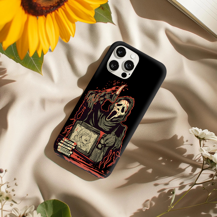 “Watch. Scream. Repeat.” | Retro Horror Ghostface Phonecase for iPhone 16 15 14 13 12 11 Pro Max 8 Plus X Samsung Galaxy S24 S23 S22 Ultra