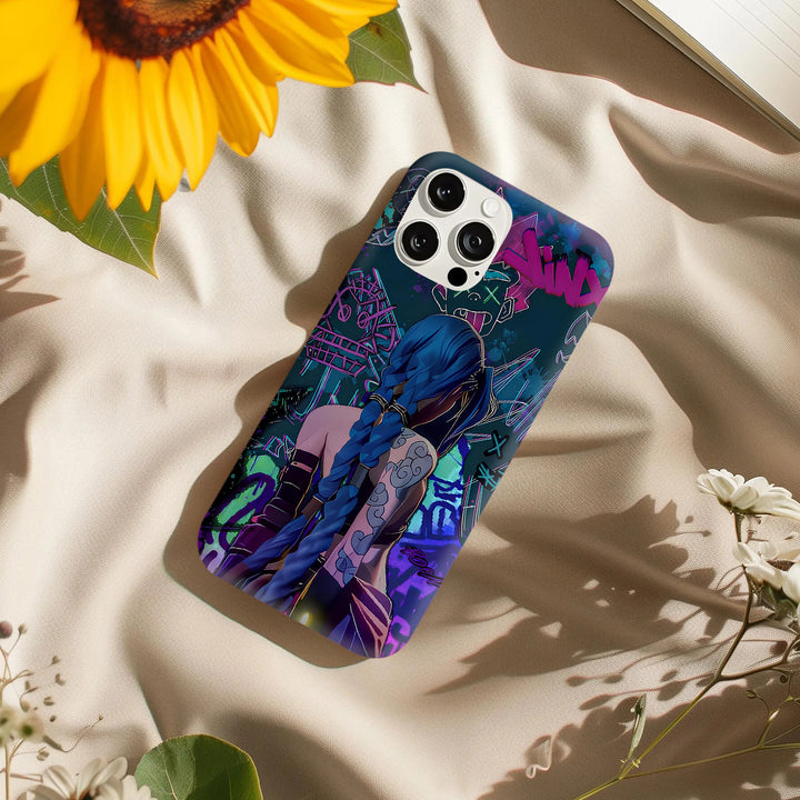 Jinx Arcane Phone Case – Graffiti Anime Cover for iPhone 16, 14, 15, 13, 12, 11, XR, Pro Max & Samsung Galaxy S23, S22, S21, A Series