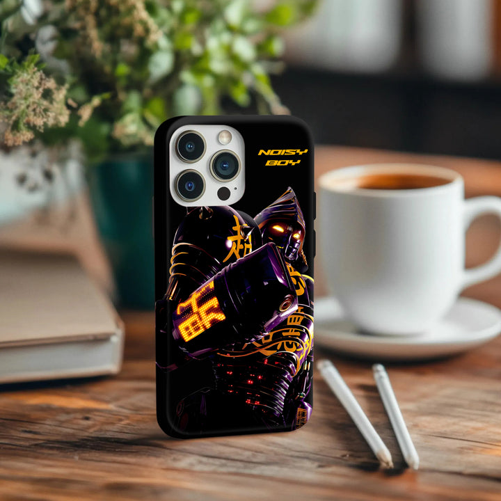 Noisy Boy Case – Phone Protection, Cyberpunk Robot Design, Neon Glow, TikTok Trend Personality