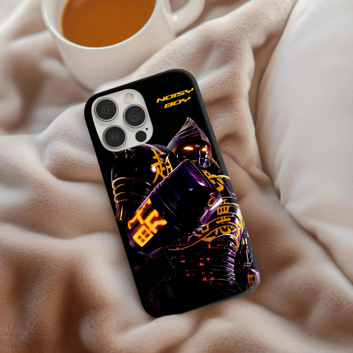 Noisy Boy Case – Phone Protection, Cyberpunk Robot Design, Neon Glow, TikTok Trend Personality