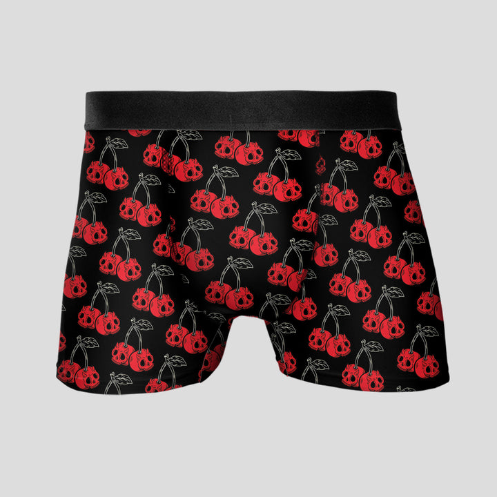 Men’s Cherry Pattern Boxer – Stretchy, Breathable Underwear, Unique Design, Mid-waist, Dynamic Streetwear Style