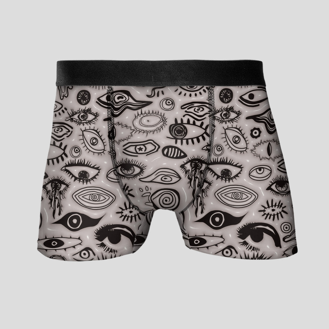 Men’s Boxer Briefs 3-Pack – Eye Pattern Printed Underwear | Breathable Stretchy Trunks Streetwear Style Gift