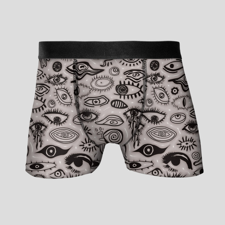 Men’s Boxer Briefs 3-Pack – Eye Pattern Printed Underwear | Breathable Stretchy Trunks Streetwear Style Gift