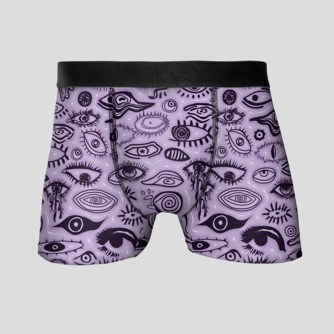 Men’s Boxer Briefs 3-Pack – Eye Pattern Printed Underwear | Colorful Streetwear Trunks, Soft Stretchy Gift Set