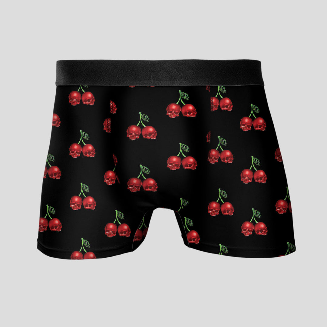 Men’s Cherry Pattern Boxer – Stretchy, Breathable Underwear, Unique Design, Mid-waist, Dynamic Streetwear Style