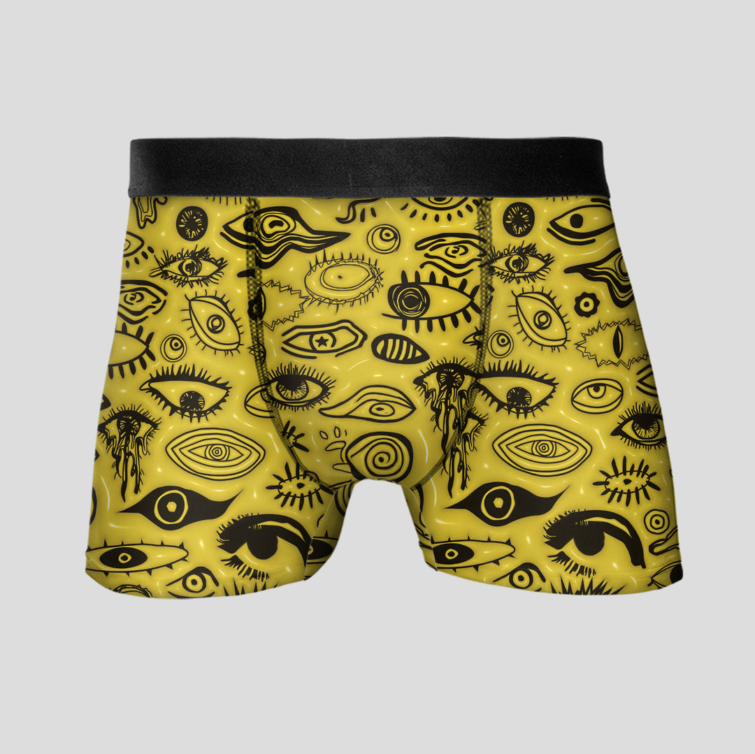 Men’s Boxer Briefs 3-Pack – Eye Pattern Printed Underwear | Colorful Streetwear Trunks, Soft Stretchy Gift Set