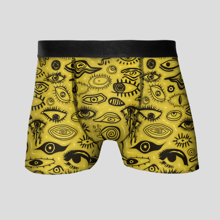 Men’s Boxer Briefs 3-Pack – Eye Pattern Printed Underwear | Colorful Streetwear Trunks, Soft Stretchy Gift Set