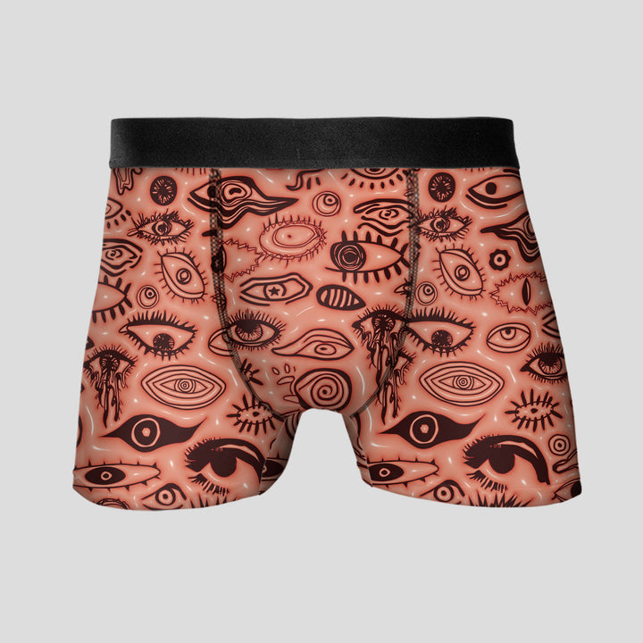 Men’s Boxer Briefs 3-Pack – Eye Pattern Printed Underwear | Colorful Streetwear Trunks, Soft Stretchy Gift Set