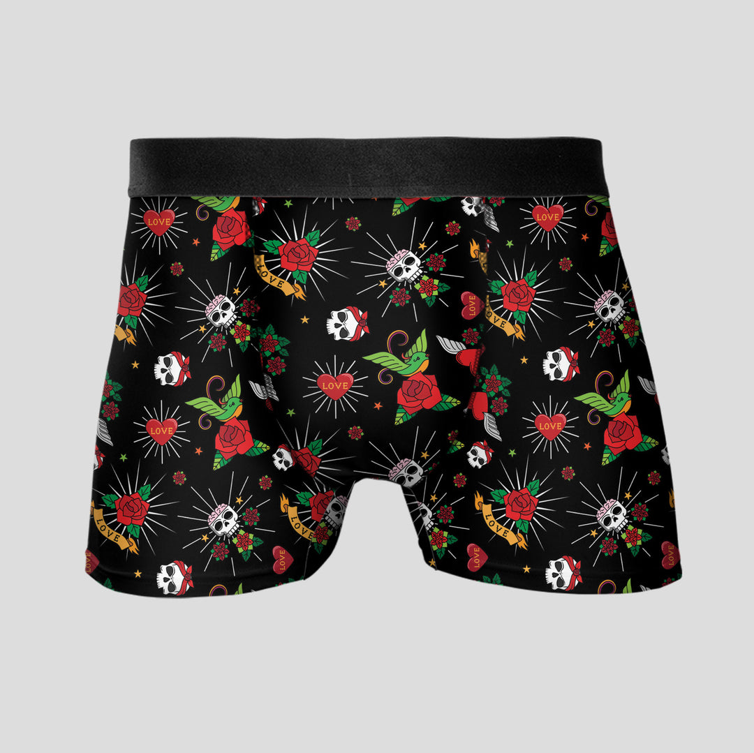 Men’s Halloween Pattern Boxer Briefs – Stretchy, Breathable Underwear, Unique Spider & Skull Design, Mid-Waist, Bold Streetwear Athletic Style