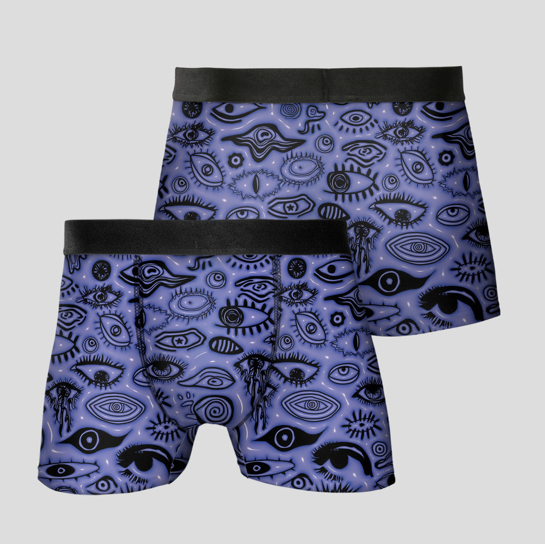 Men’s Boxer Briefs 3-Pack – Eye Pattern Printed Underwear | Breathable Stretchy Trunks Streetwear Style Gift