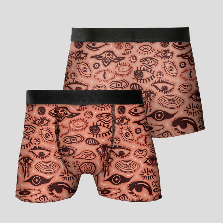 Men’s Boxer Briefs 3-Pack – Eye Pattern Printed Underwear | Colorful Streetwear Trunks, Soft Stretchy Gift Set