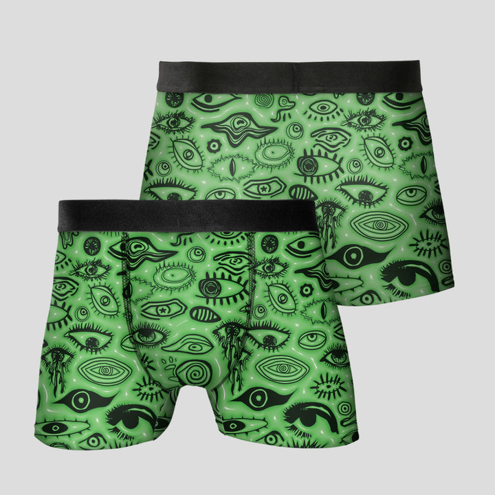 Men’s Boxer Briefs 3-Pack – Eye Pattern Printed Underwear | Breathable Stretchy Trunks Streetwear Style Gift