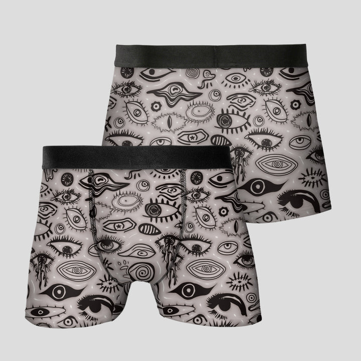 Men’s Boxer Briefs 3-Pack – Eye Pattern Printed Underwear | Breathable Stretchy Trunks Streetwear Style Gift
