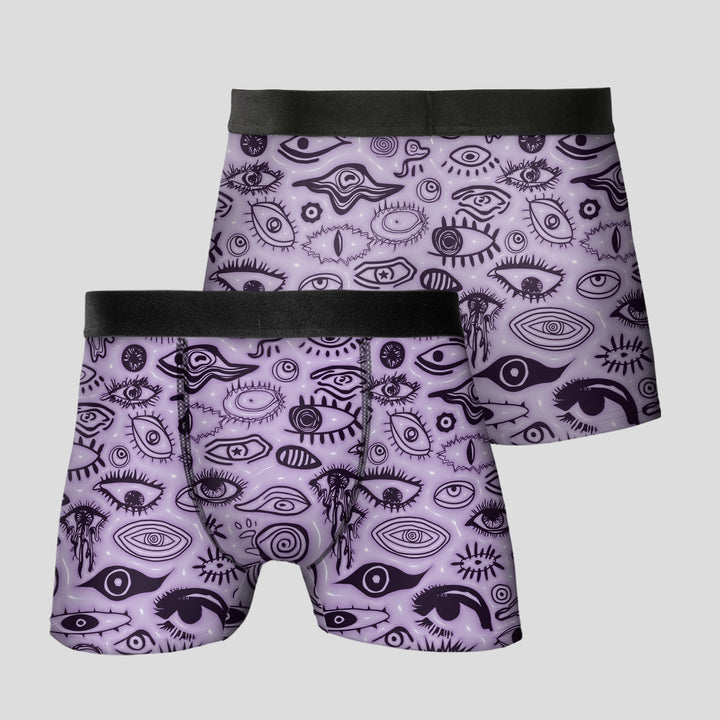 Men’s Boxer Briefs 3-Pack – Eye Pattern Printed Underwear | Colorful Streetwear Trunks, Soft Stretchy Gift Set