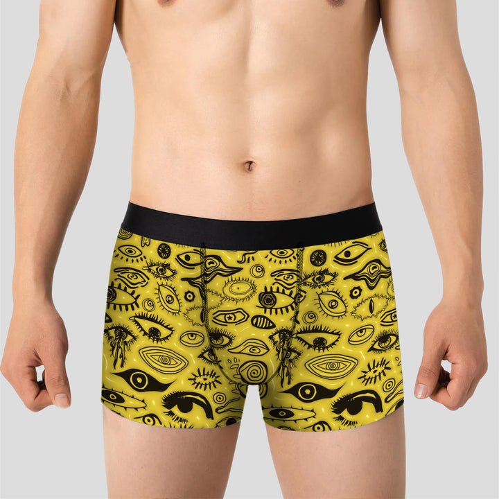 Men’s Boxer Briefs 3-Pack – Eye Pattern Printed Underwear | Colorful Streetwear Trunks, Soft Stretchy Gift Set
